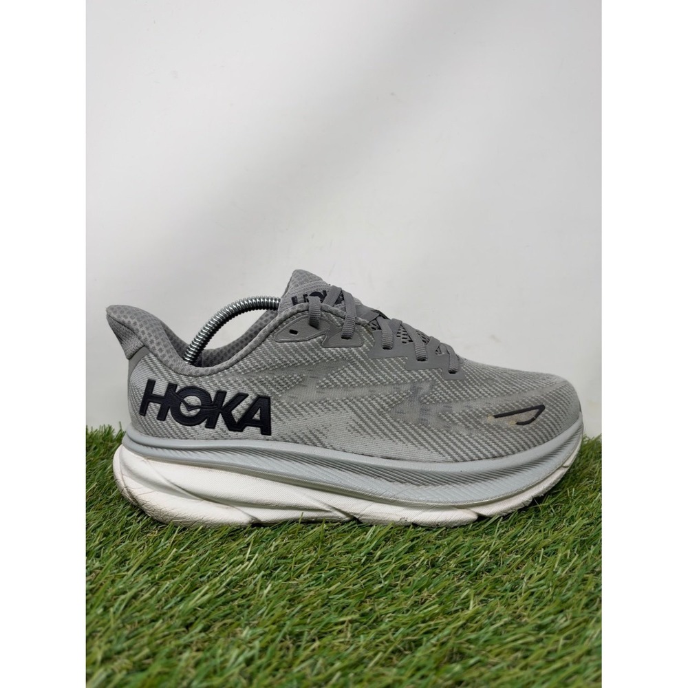 Hoka Clifton 9 Shoes Mens 8 Wide 2E Gray Sneakers Running Walking Casual Comfort